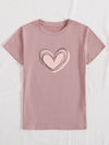 Heart Print Round Neck Tee