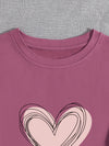 Heart Print Round Neck Tee