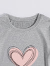 Heart Print Round Neck Tee