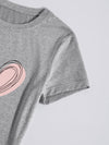Heart Print Round Neck Tee