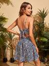 Twist Peekaboo Front Tie Back Daisy Floral Print Sundress