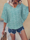 Dot Print Batwing Sleeve Blouse