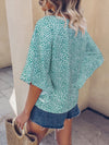 Dot Print Batwing Sleeve Blouse
