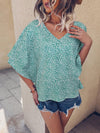 Dot Print Batwing Sleeve Blouse