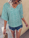 Dot Print Batwing Sleeve Blouse