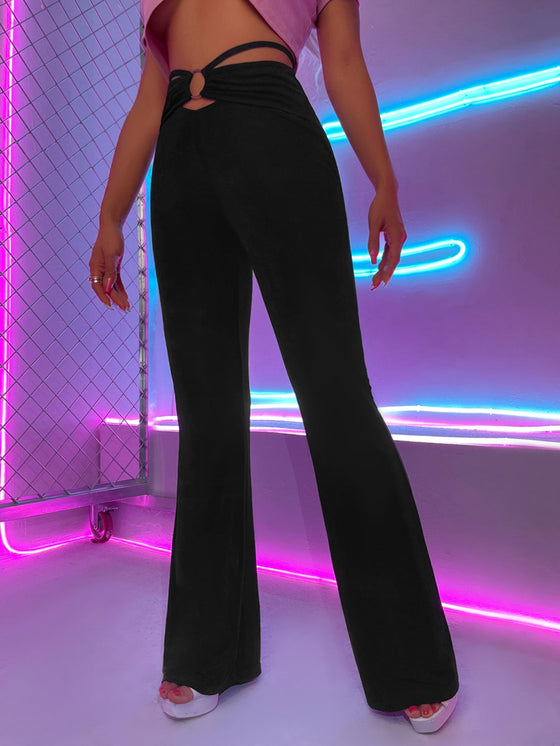 O ring Tie Back Flare Leg Pants