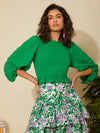 Lace Up Back Lantern Sleeve Peplum Blouse