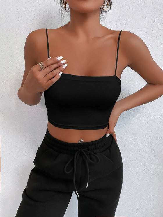 PETITE Solid Slim Crop Cami Top