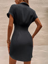 Button Through Fold Pleated Shirt Dress