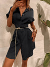 Button Through Fold Pleated Shirt Dress