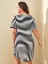 Plus Striped Patched Pocket Tee Dress
