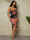 SXY Tie Dye Split Thigh Knot Back Dress