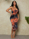 SXY Tie Dye Split Thigh Knot Back Dress