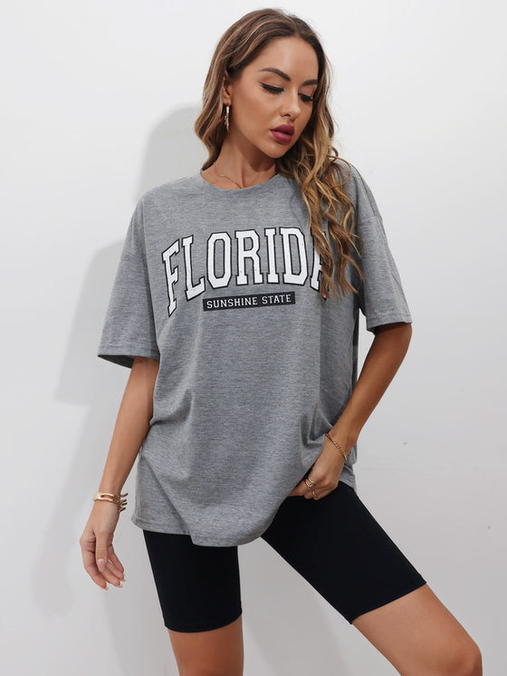 Letter Graphic Drop Shoulder Oversized Tee