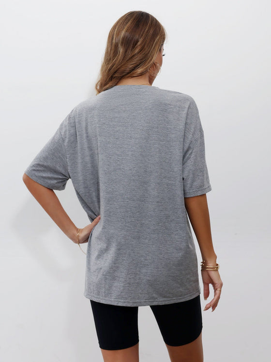 Letter Graphic Drop Shoulder Oversized Tee