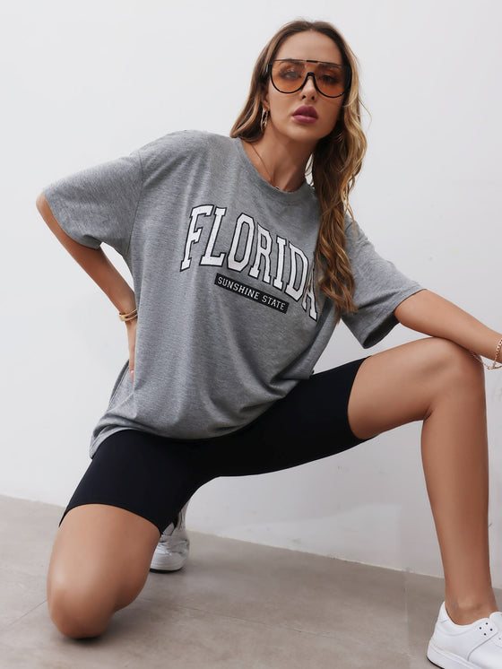 Letter Graphic Drop Shoulder Oversized Tee