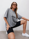Letter Graphic Drop Shoulder Oversized Tee