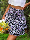 Floral Print Shirred Waist Layered Hem Skirt