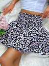 Floral Print Shirred Waist Layered Hem Skirt