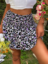 Floral Print Shirred Waist Layered Hem Skirt