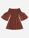 Plus Ditsy Floral Shirred Bodice Bardot Dress