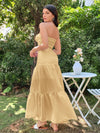 Twist Front Tube Top Ruffle Hem Skirt