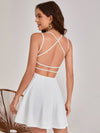 Crisscross Open Back Fit and Flare Dress