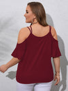 Plus Cold Shoulder Ruffle Sleeve Tee