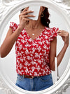 Frenchy Floral Print Ruffle Sleeve Blouse