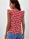 Frenchy Floral Print Ruffle Sleeve Blouse