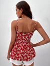 Frenchy Ditsy Floral Print Peplum Cami Top