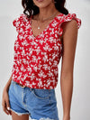 Frenchy Floral Print Ruffle Sleeve Blouse