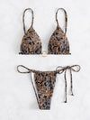 Paisley Print Triangle Thong Bikini Swimsuit