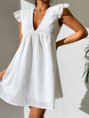PETITE Plunging Neck Schiffy Smock Dress