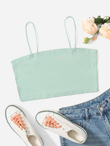  PETITE Solid Slim Crop Cami Top