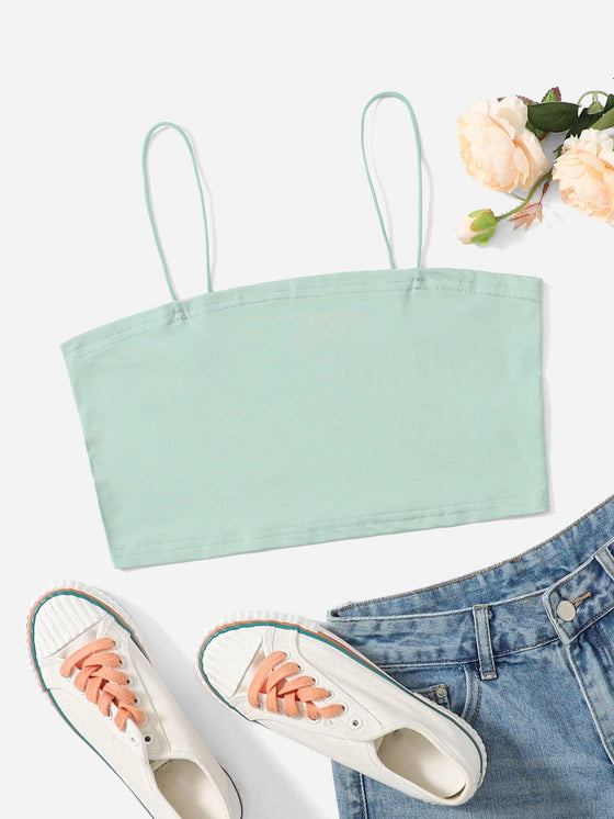 PETITE Solid Slim Crop Cami Top