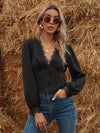 Lace Panel Scallop Trim Blouse