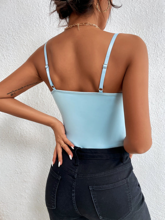 BAE Contrast Mesh Eyelash Lace Cami Bodysuit