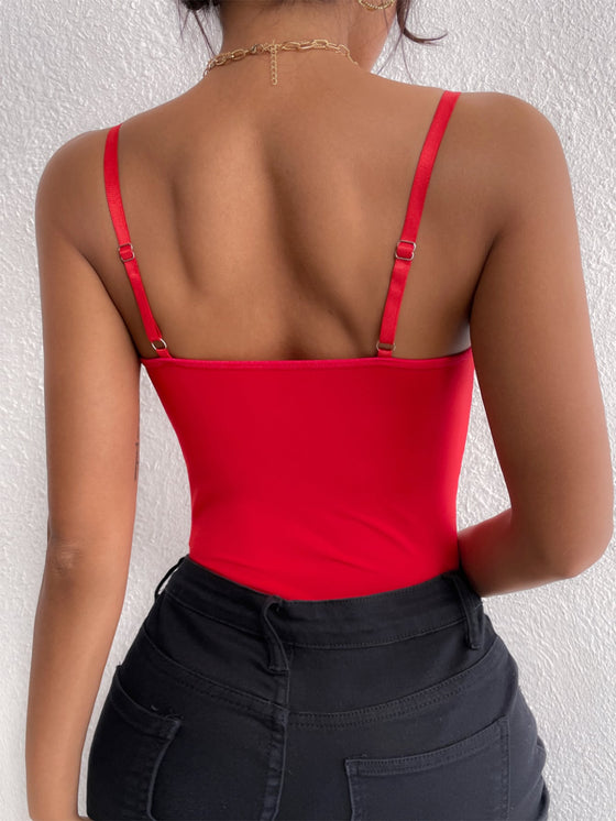 BAE Contrast Mesh Eyelash Lace Cami Bodysuit