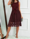 Mesh Panel Belted Dress