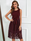 Mesh Panel Belted Dress