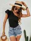 Solid One Shoulder Layered Ruffle Tee