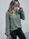 Shirred Neck Flounce Sleeve Allover Print Blouse