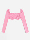 Square Neck Crop Ribbed Knit Top