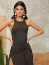 Tie Front Split Thigh Dress