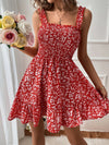 Ditsy Floral Print Shirred Frill Trim Cami Dress