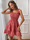 Ditsy Floral Print Shirred Frill Trim Cami Dress