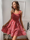 Ditsy Floral Print Shirred Frill Trim Cami Dress