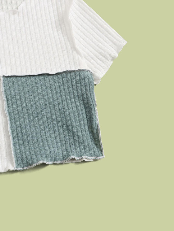 Girls Lettuce Trim Two Tone Tee