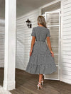 Gingham Cut Out Twist Ruffle Hem Dress